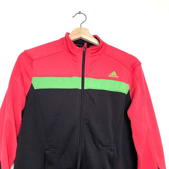 Adidas Climalite Women’s Running Track Jacket Pink Black Green Pockets Size M - Picture 5 of 12